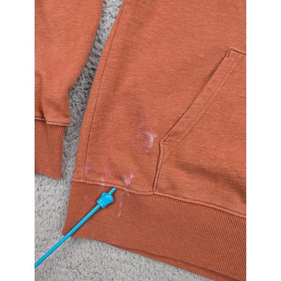 The North Face Hoodie Mens Medium Rust Orange Pullover Logo Fleece Sweatshirt - Picture 4 of 11